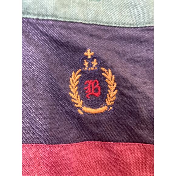 Vintage 90s Bugle Boy Shirt Mens XL Short Sleeve Collared Retro Red Blue Green - Picture 2 of 8